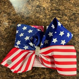 JoJo 8” American flag 4th of July Bow red white blue